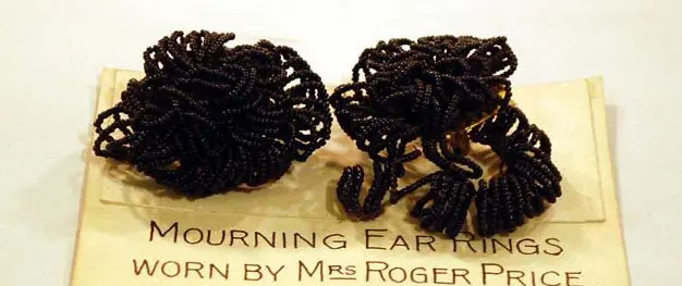 Object of the Month Revolutionary Spaces Museum collection Mourning Earrings of Mrs. Roger Price (Elizabeth Bull)