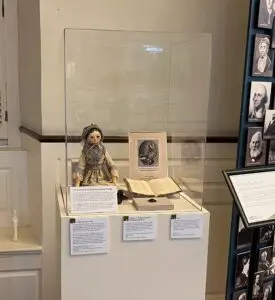 New Polly Sumner in her exhibit at the Old South Meeting House, April 2023. Photo courtesy of Lori Erickson.