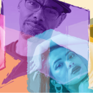 Collage of portraits of speakers Princess Moon, Charlot Lucien, John Yang, and James Hills