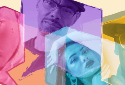 Collage of portraits of speakers Princess Moon, Charlot Lucien, John Yang, and James Hills