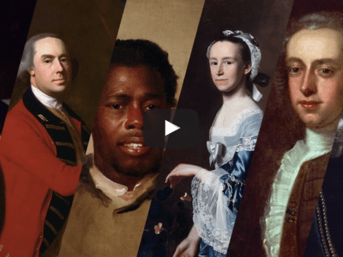 Portraits of historical figures, including a mix of men and women in historical attire.