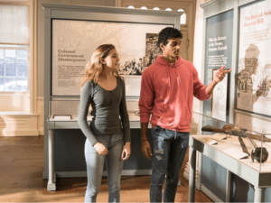 Two teens visit the Old State House.
